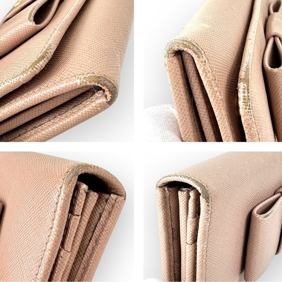 Prada Saffiano Fiocco Bow Wallet in Cammeo Nude | Authentic with added Chain - Picture 13 of 16